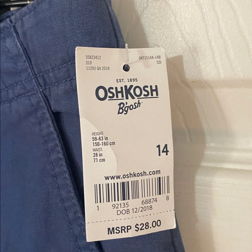 OshKosh B'gosh Boys Liberty Blue Cargo Shorts size 14